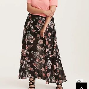 Torrid FLORAL HIGH WAIST CHIFFON MAXI SKIRT Size 3